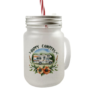 Wohnmobil Happy Campers Trinkglas mit Bambusdeckel