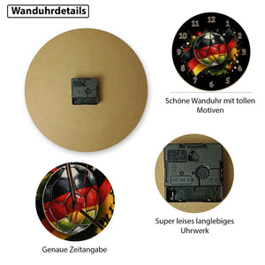 Fußball Deutschland Flagge Wanduhr