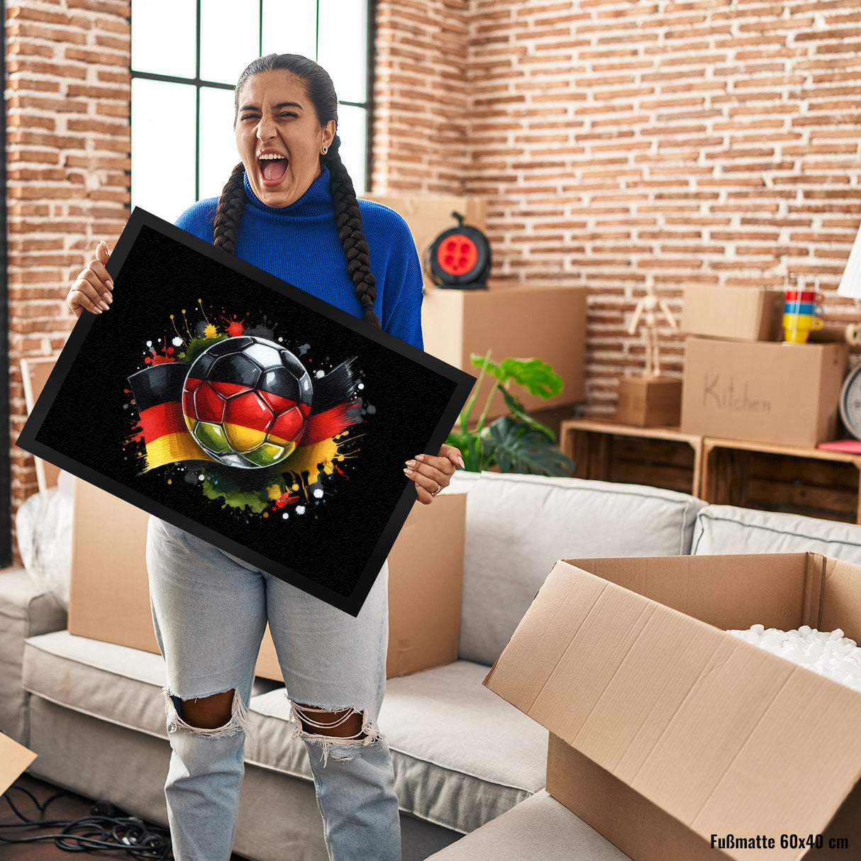 Fußball Deutschland Flagge Fußmatte in 35x50 cm