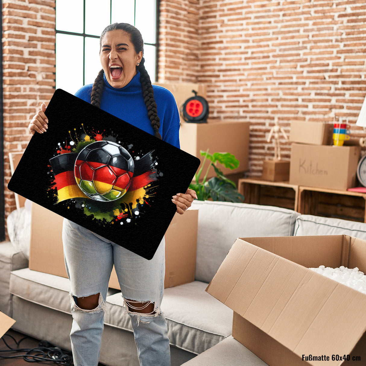 Fußball Deutschland Flagge Fußmatte in 35x50 cm ohne Rand