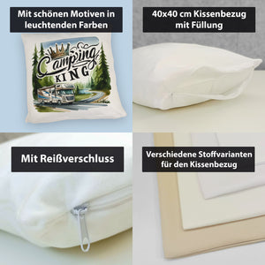 Camping King mit Wohnmobil Kissen mit Spruch Camping King