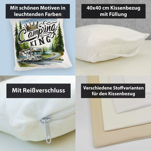 Camping King mit Wohnmobil Kissen mit Spruch Camping King