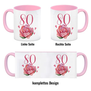 80. Geburtstag Rose Kaffeebecher