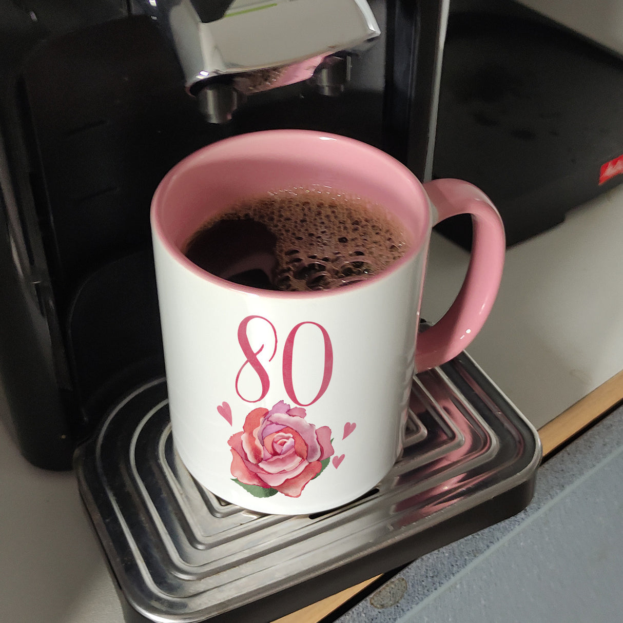 80. Geburtstag Rose Kaffeebecher