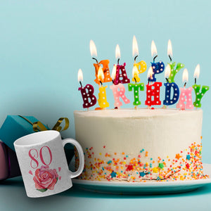 80. Geburtstag Rose Kaffeebecher