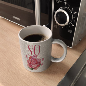 80. Geburtstag Rose Kaffeebecher