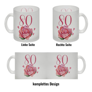80. Geburtstag Rose Kaffeebecher