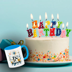 18. Geburtstag Kaffeebecher mit Spruch Happy Birthday 18