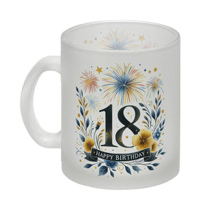 18. Geburtstag Kaffeebecher mit Spruch Happy Birthday 18