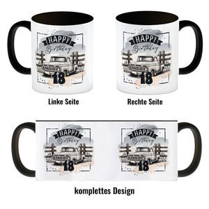Happy Birthday 18 Auto Kaffeebecher