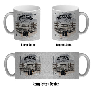 Happy Birthday 18 Auto Kaffeebecher