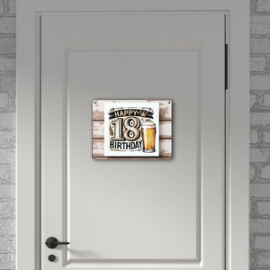 18. Geburtstag Bier Metallschild in 15x20 cm mit Spruch Happy Birthday 18