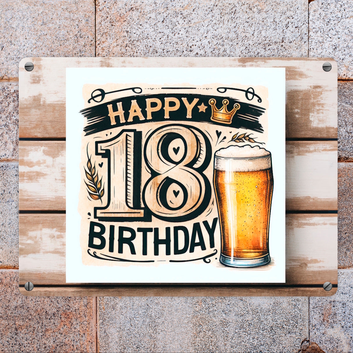18. Geburtstag Bier Metallschild in 15x20 cm mit Spruch Happy Birthday 18