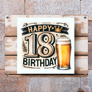 18. Geburtstag Bier Metallschild in 15x20 cm mit Spruch Happy Birthday 18