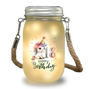 18. Geburtstag mit niedlichem Pferd Solarlicht mit Spruch Happy Birthday 18
