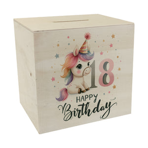 18. Geburtstag mit niedlichem Pferd Spardose mit Spruch Happy Birthday 18