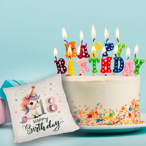 18. Geburtstag mit niedlichem Pferd Kissen mit Spruch Happy Birthday 18