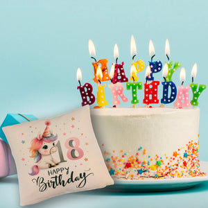 18. Geburtstag mit niedlichem Pferd Kissen mit Spruch Happy Birthday 18
