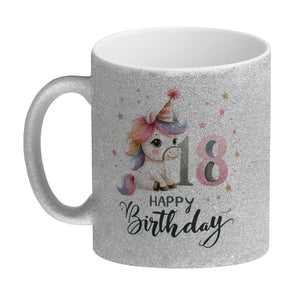 18. Geburtstag mit niedlichem Pferd Kaffeebecher mit Spruch Happy Birthday 18