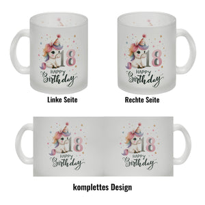 18. Geburtstag mit niedlichem Pferd Kaffeebecher mit Spruch Happy Birthday 18