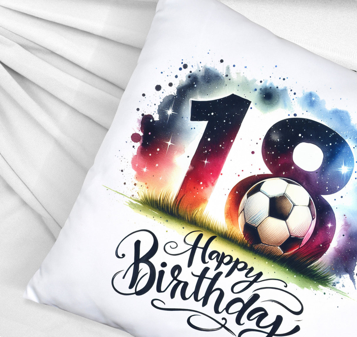 18. Geburtstag Fußball Kissen mit Spruch Happy Birthday 18