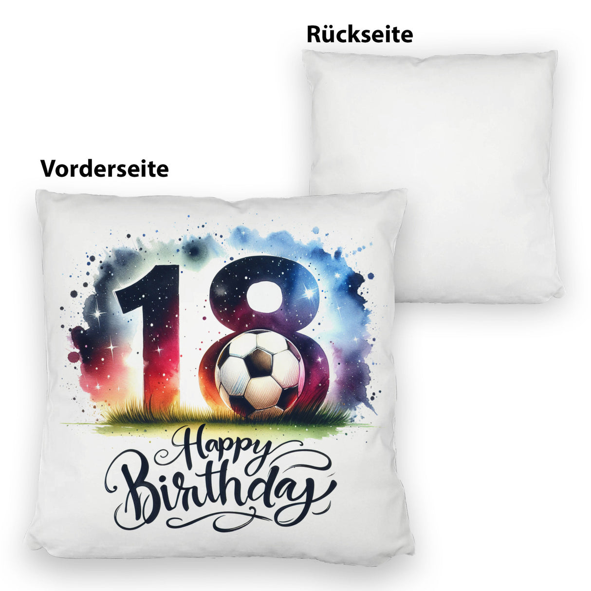 18. Geburtstag Fußball Kissen mit Spruch Happy Birthday 18