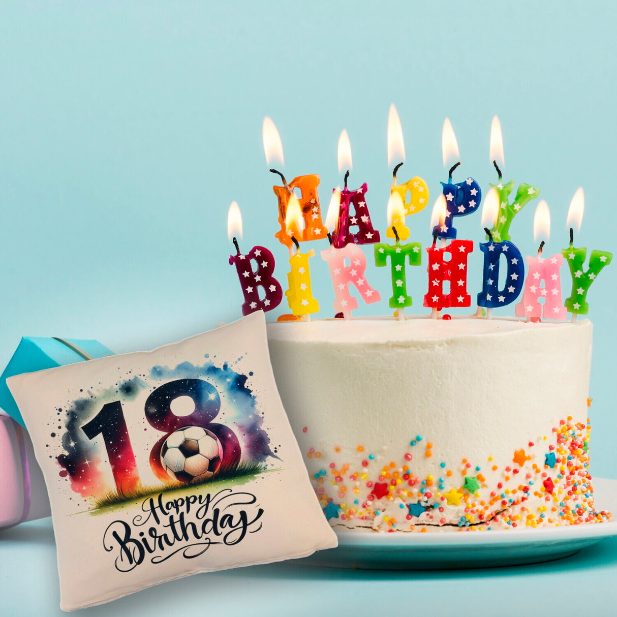 18. Geburtstag Fußball Kissen mit Spruch Happy Birthday 18