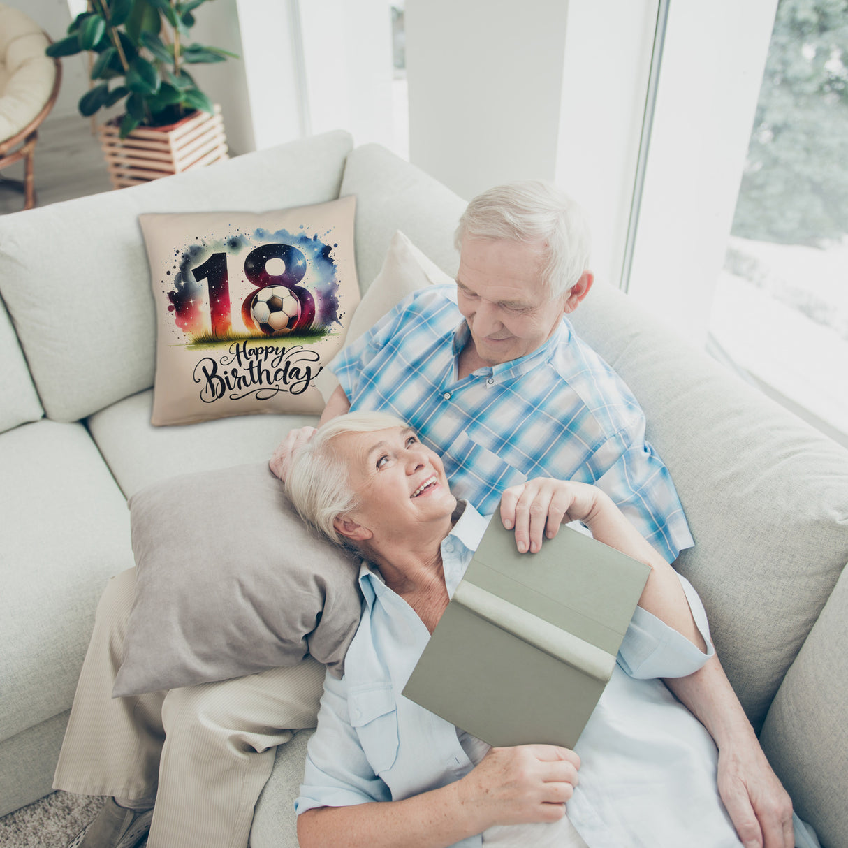 18. Geburtstag Fußball Kissen mit Spruch Happy Birthday 18