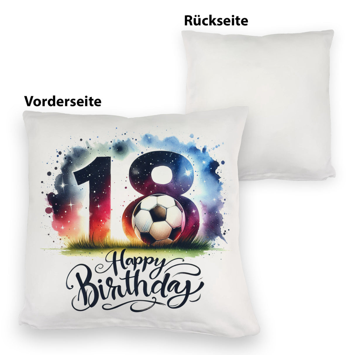 18. Geburtstag Fußball Kissen mit Spruch Happy Birthday 18