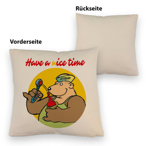 Eisbär mit Waffeleis Kissen mit Spruch have a nice time