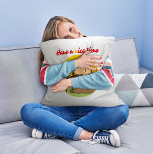 Eisbär mit Waffeleis Kissen mit Spruch have a nice time