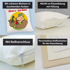 Eisbär mit Waffeleis Kissen mit Spruch have a nice time