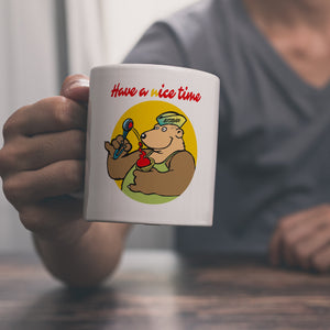 Eisbär mit Waffeleis Kaffeebecher mit Spruch Have a nice time