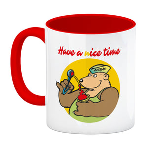 Eisbär mit Waffeleis Kaffeebecher mit Spruch Have a nice time