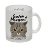 Morgenmuffel Katze Kaffeebecher mit Spruch Guten Morgen - Ganz dünnes Eis