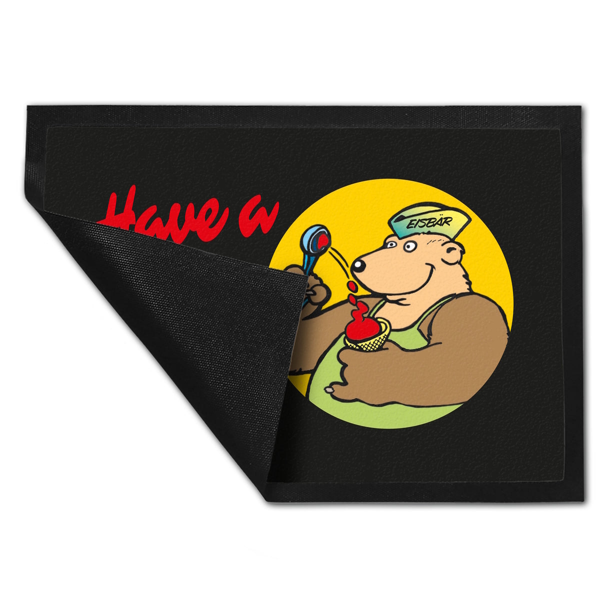 Eisbär mit Waffeleis Fußmatte in 35x50 cm mit Spruch have a nice time