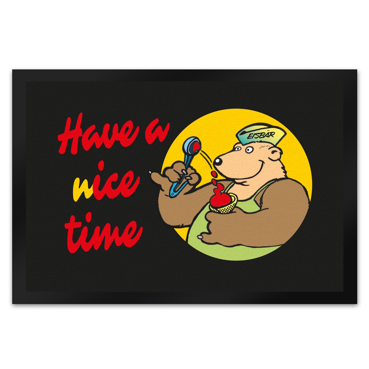 Eisbär mit Waffeleis Fußmatte in 35x50 cm mit Spruch have a nice time