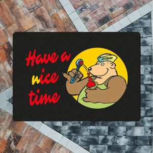 Eisbär mit Waffeleis Fußmatte in 35x50 cm ohne Rand mit Spruch have a nice time