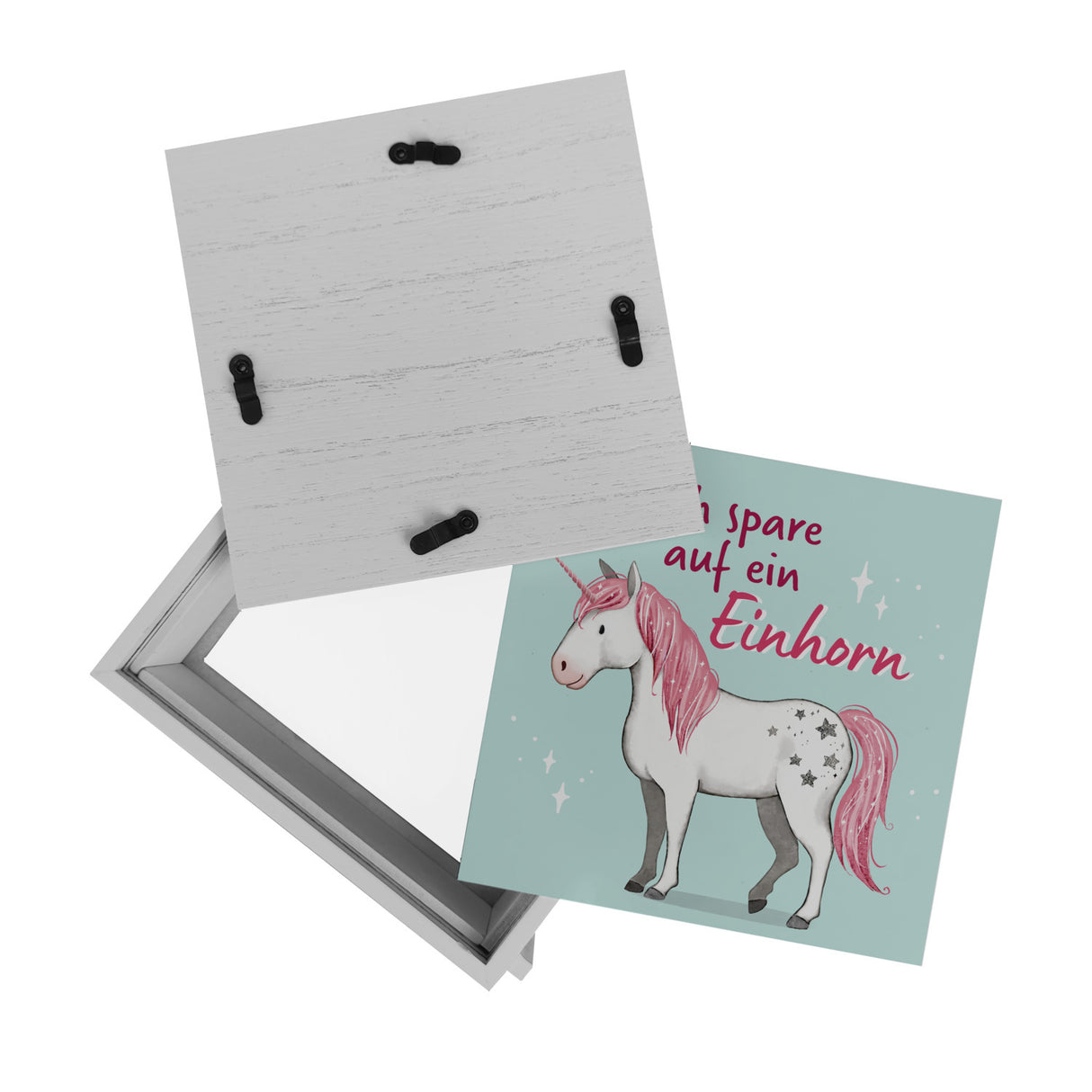 Einhorn Spardose in mintgrün mit Spruch Ich spare auf ein Einhorn