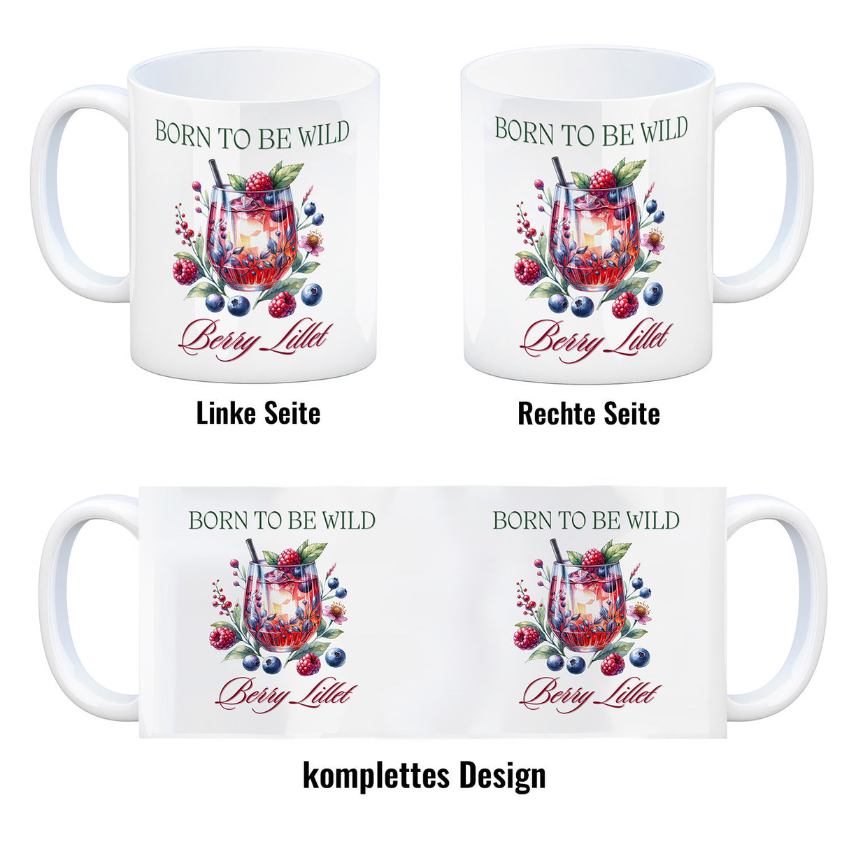 Wild Berry Lillet Kaffeebecher mit Spruch Born to be wild Berry Lillet