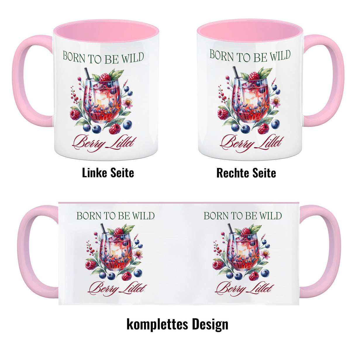 Wild Berry Lillet Kaffeebecher mit Spruch Born to be wild Berry Lillet