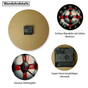 Fußball Englische Flagge Wanduhr