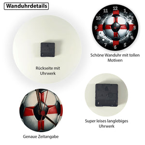 Fußball Englische Flagge Wanduhr