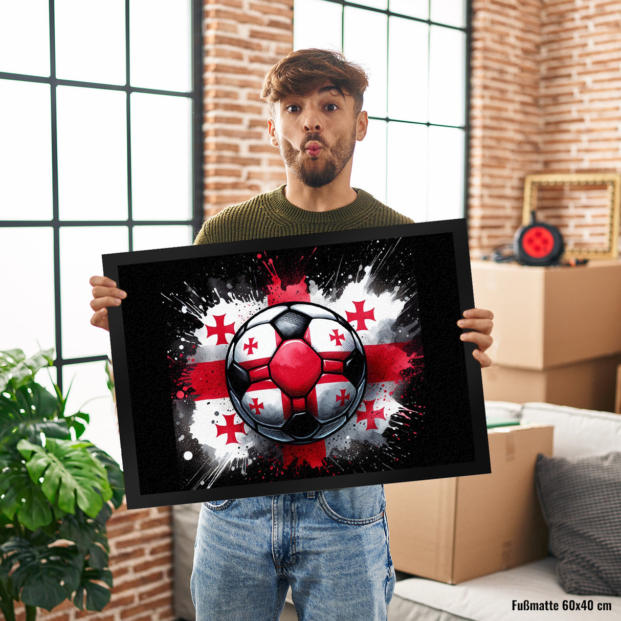 Fußball Georgien Flagge Fußmatte in 35x50 cm