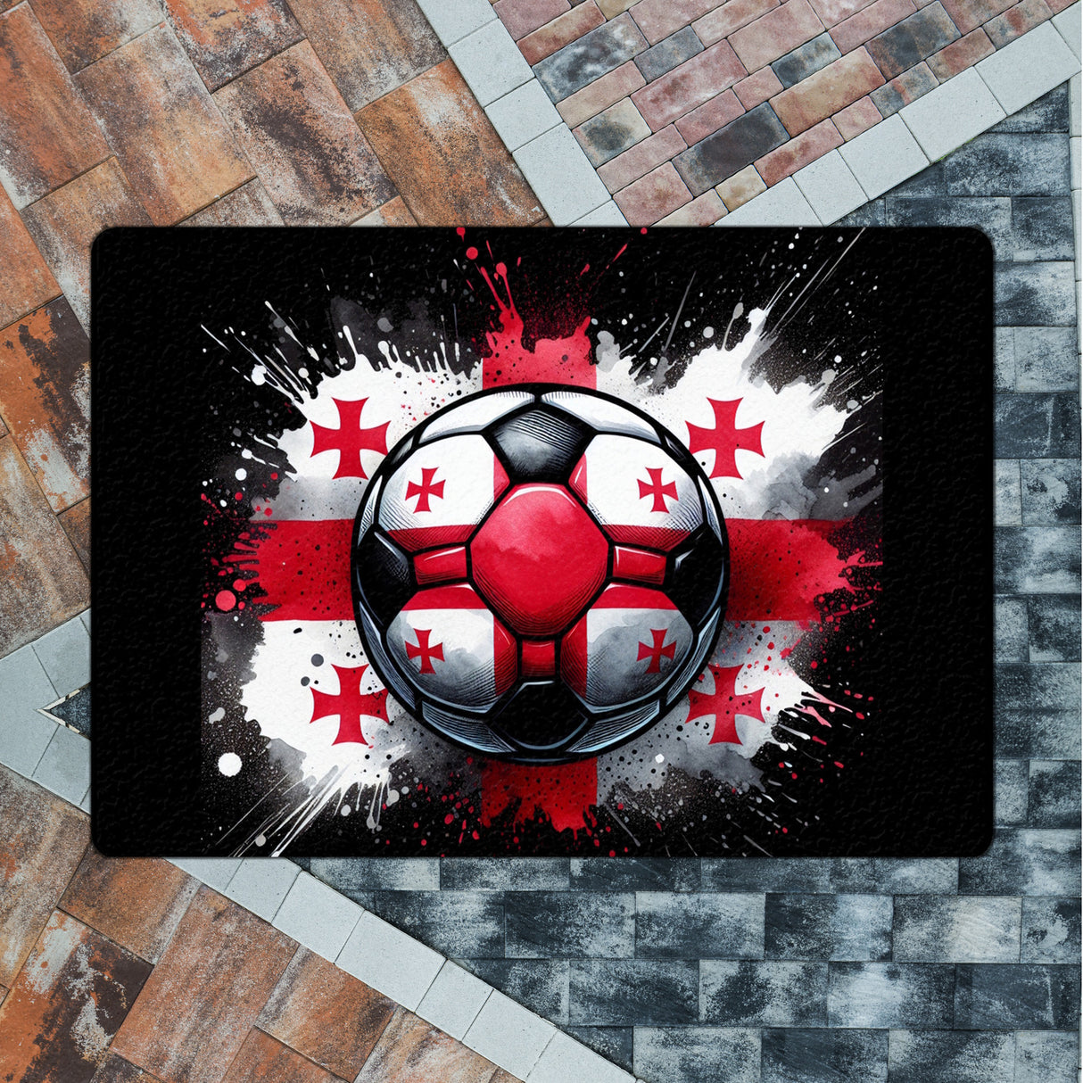 Fußball Georgien Flagge Fußmatte in 35x50 cm ohne Rand