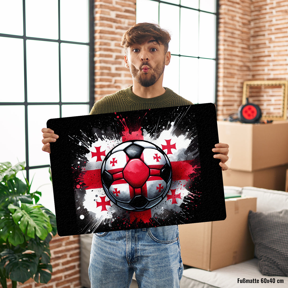 Fußball Georgien Flagge Fußmatte in 35x50 cm ohne Rand