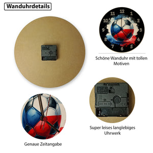 Fußball Tschechien Flagge Wanduhr