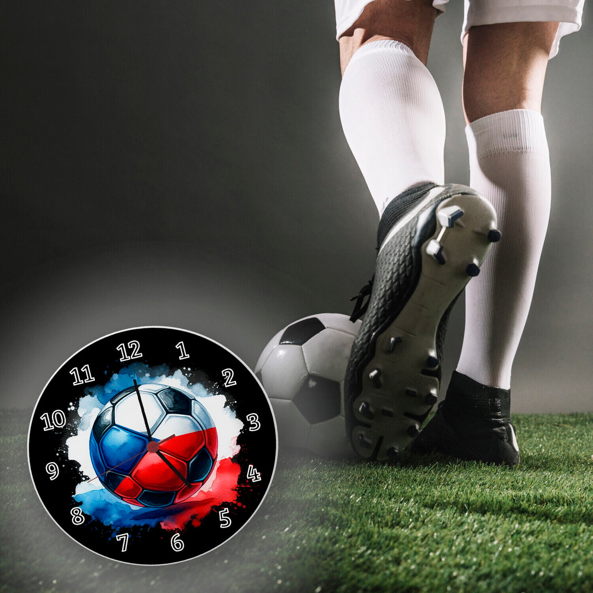 Fußball Tschechien Flagge Wanduhr
