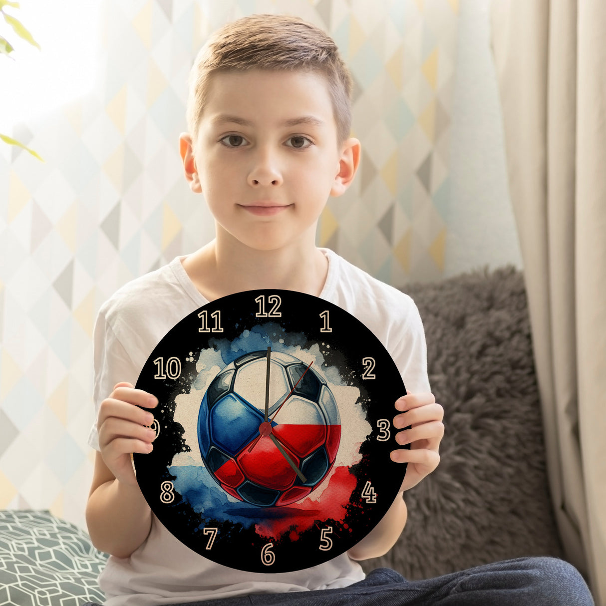 Fußball Tschechien Flagge Wanduhr