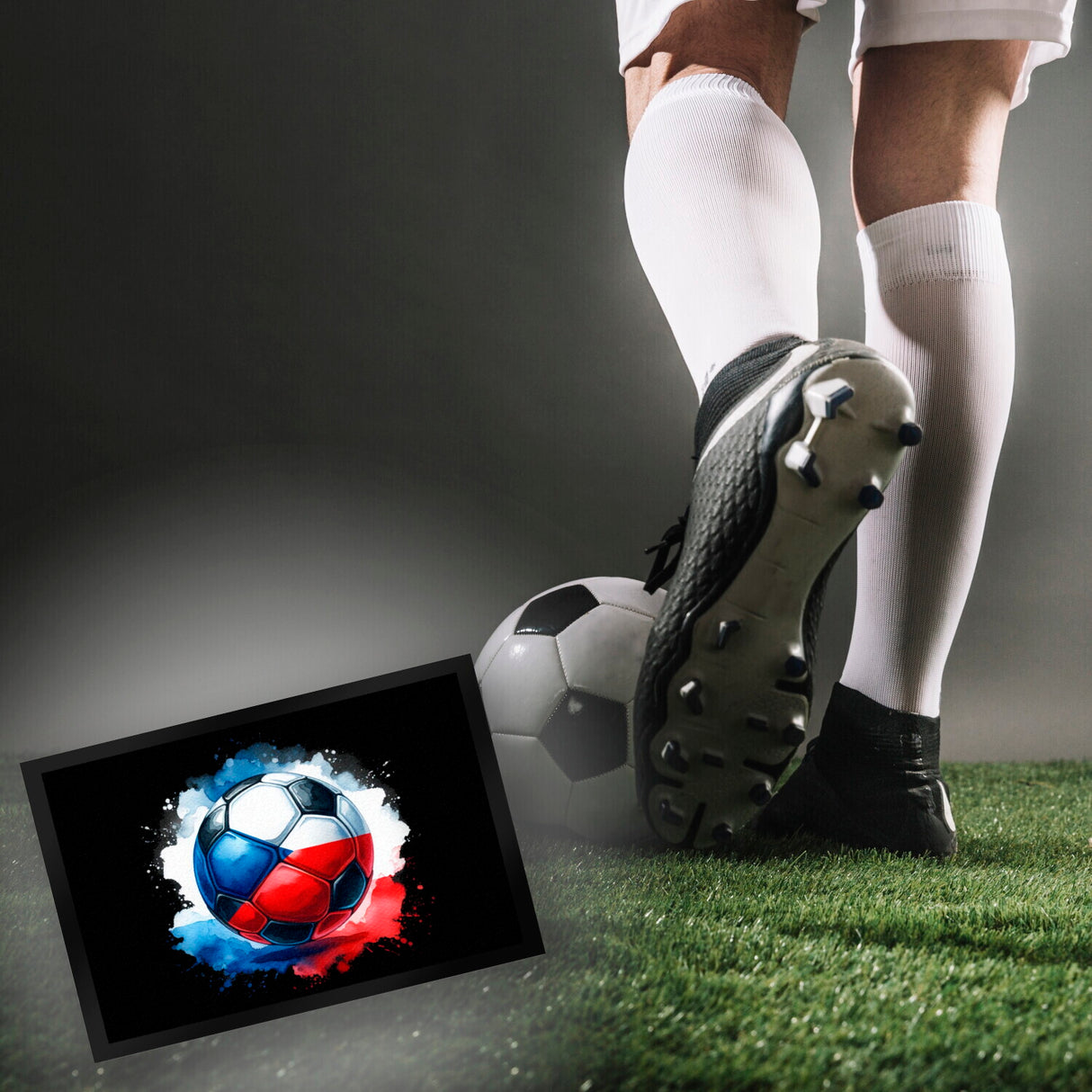 Fußball Tschechien Flagge Fußmatte in 35x50 cm